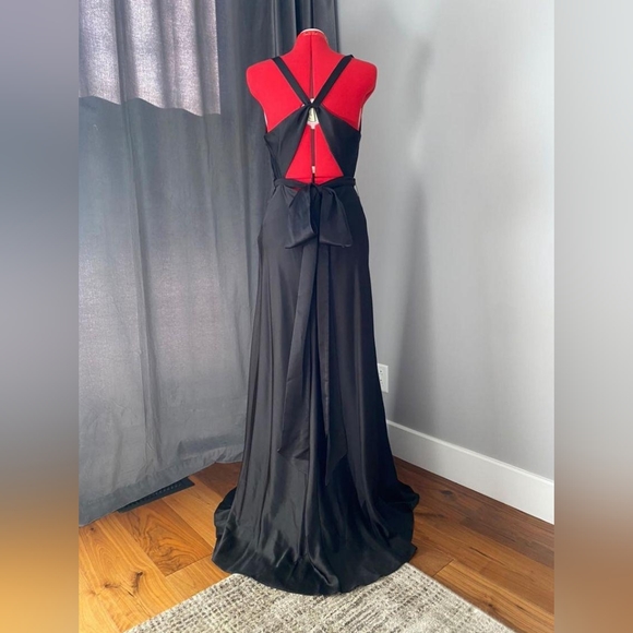 BCBG Luxury Evening Dress Black Satin - Picture 7 of 10